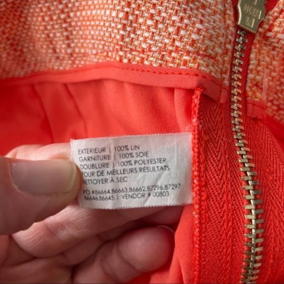 club Monaco Tangerine Orange Linen Shorts Womens 2 - Picture 5 of 7